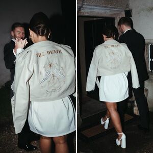 Cropped Ivory Vegan Leather Jacket with "Til Death" Embroidered Design